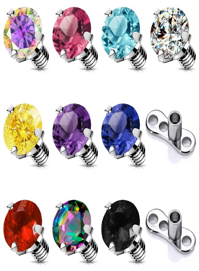 BodyAce 14G 10-12Pcs Surgical Steel Dermal Anchor Tops, Internally Threaded Dermal Piercing Jewelry Base, Cubic Zircon Implant Skin Piercing Kits (4mm Dermal Tops) - Image 1